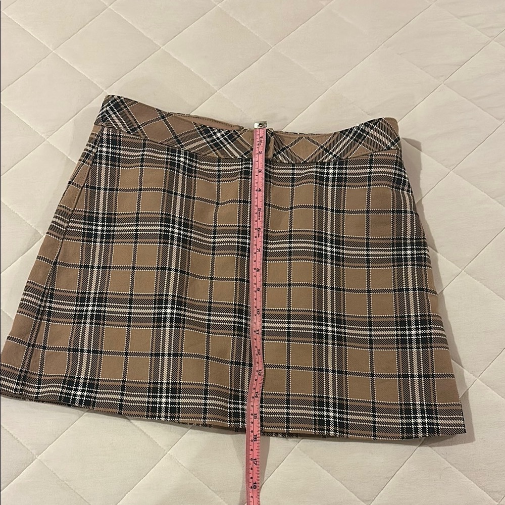 Plaid Mini Skirt in Brown
